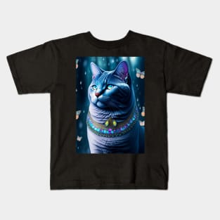 British Shorthair Dazzle With Butterflies Kids T-Shirt